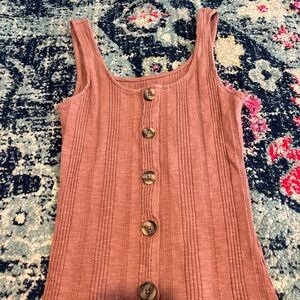 Aeropostale Pink Ribbed Tank Top with Buttons